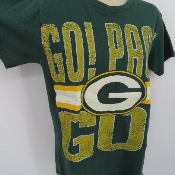 NFL Unisex Adult Small Green Bay Packers Go Pack Go Logo Crew Neck Tee Shirt Top - Picture 3 of 9
